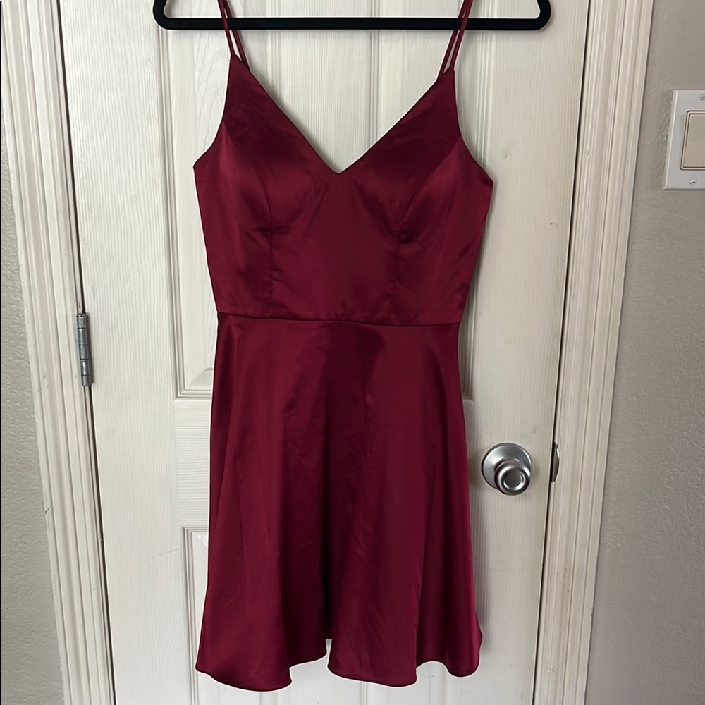 Burgundy Spaghetti Strap Dress
